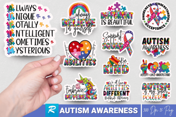 Download Autism Awareness Stickers Png Bundle - Stickers png Collection