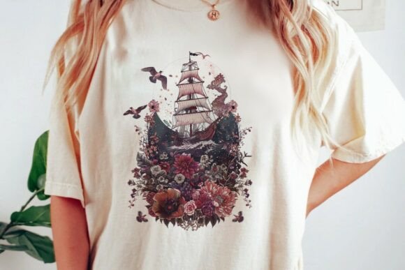 Download Sailing Ship Floral Gothic Art Png - Gothic Collection