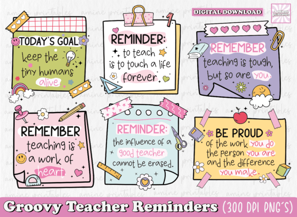 Download Groovy Teacher Reminders Stickers PNG - Stickers png Collection