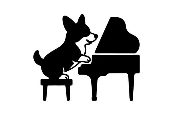 Download Corgi Playing with Piano SVG Silhouette - Premium Resources