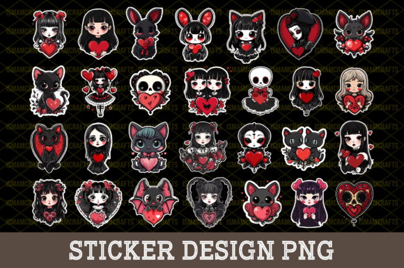 Download Gothic Valentines Day Sticker Bundle PNG - Gothic Collection