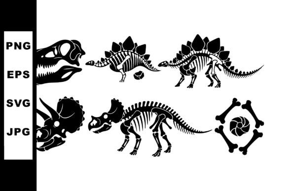 Download Dinosaur Skeleton Silhouette Vectors - Dinosaur Collection