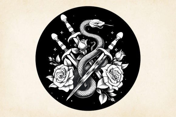 Download Snake and Sword Illustration, Gothic Art - Gothic Collection