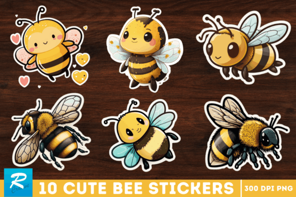 Download Cute Bee Stickers Png Bundle - Bee stickers Collection