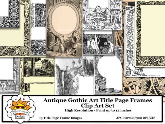 Download Antique Gothic Art Title Page Frames Set - Gothic Collection