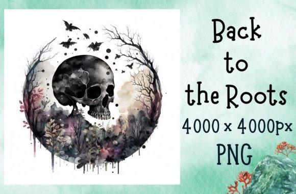 Download Dark Watercolor Floral Skull Gothic Art - Gothic Collection