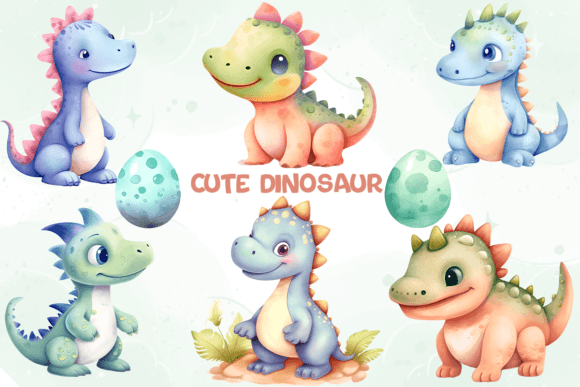 Download Cute Dinosaur Set Watercolor - Dinosaur Collection