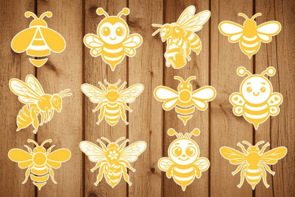 Download Bee Stickers SVG Bundle - Bee stickers Collection
