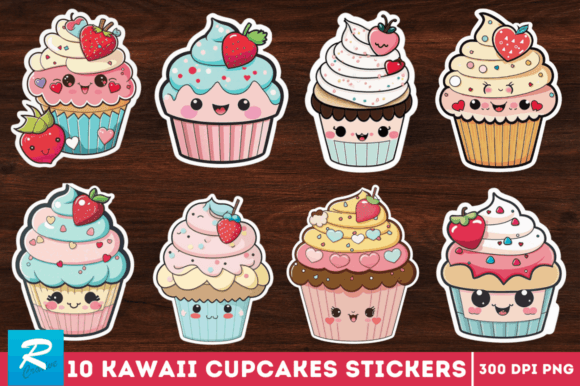 Download Kawaii Cupcakes Valentine Stickers Png - Stickers png Collection